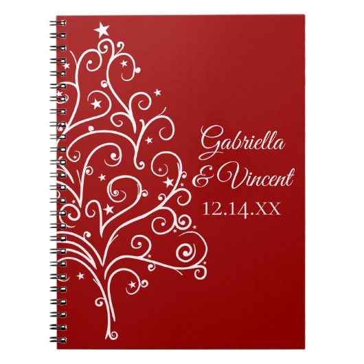 Rode kerstboom Winterbruiloft Notitieboek (Voorkant)