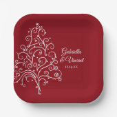 Rode kerstboom Winterbruiloft Papieren Bordje (Voorkant)