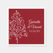 Rode kerstboom Winterbruiloft Servetten (Voorkant)