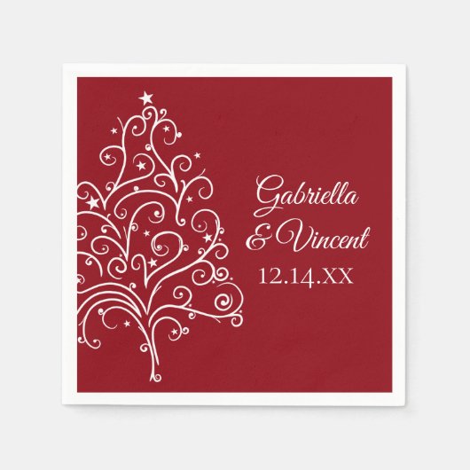 Rode kerstboom Winterbruiloft Servetten (Voorkant)