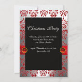 Rode Kerstboom, Witte Zwarte Damast Partij Kaart (Achterkant)