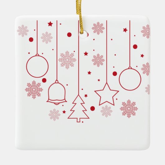 Rode kerstboomdecoraties keramisch ornament (Voorkant)