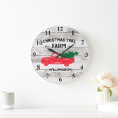 Rode  kerstboomfamilie grote klok (Huis)