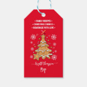 Rode Kerstboomkoek Sneeuwvlokken Promo QR-code Cadeaulabel (Voorkant)