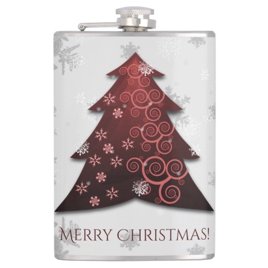 Rode kerstboomkolf heupfles (Voorkant)