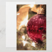 rode kerstboomornament feestelijk briefpapier (Voorkant / Achterkant)