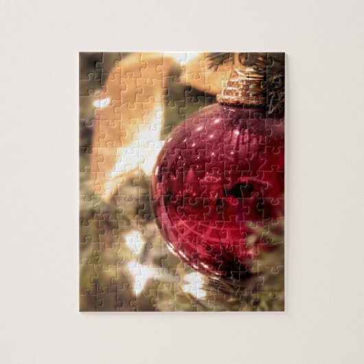 rode kerstboomornament festief legpuzzel (Verticaal)