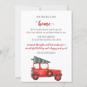 Rode kerstboomwagen we hebben vakantiekaarten verp