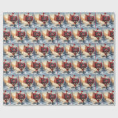 Rode kerstbrievenbus in de sneeuw cadeaupapier (Vlak)