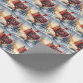 Rode kerstbrievenbus in de sneeuw cadeaupapier (Hoek)