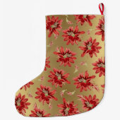 Rode kerstcactus Flowers op Shiny Gold Grote Kerstsok (Achterkant)