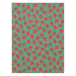 Rode Kerstcactusbloemen op groen patroon Tafelkleed
