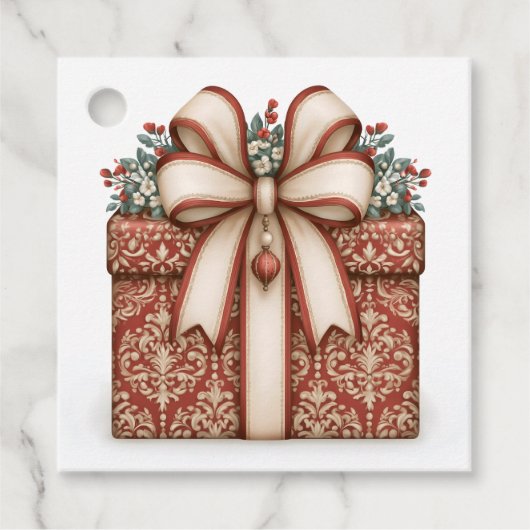 Rode Kerstcadeau Bedankjes Labels (Voorkant)