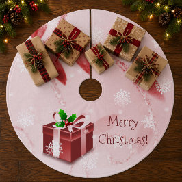 Rode Kerstcadeau Boomrok Fleece Kerstboom Rok