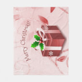 Rode kerstcadeau fleece deken (Voorkant)