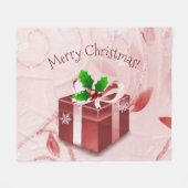 Rode kerstcadeau fleece deken (Voorkant (Horizontaal))
