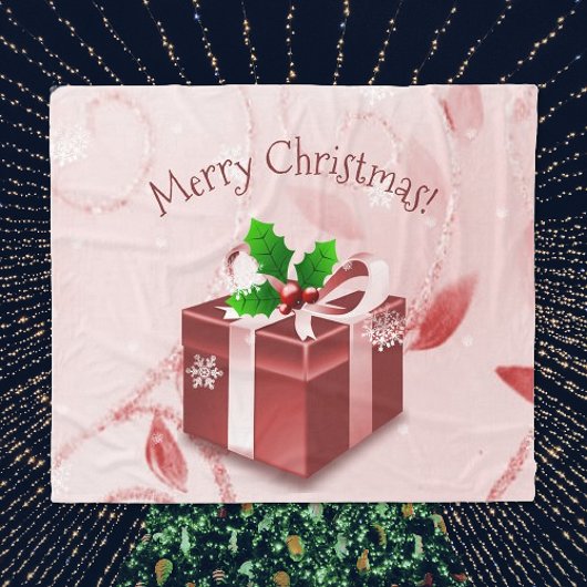 Rode kerstcadeau fleece deken
