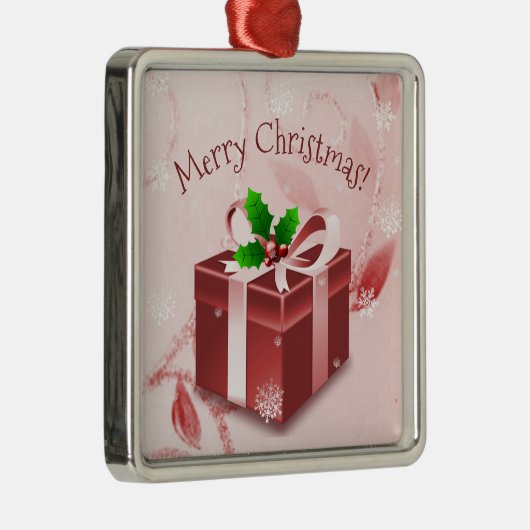 Rode Kerstcadeau Keramische Versiering Metalen Ornament (Rechts)