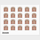 Rode Kerstcadeau Vierkante Sticker (Vel)