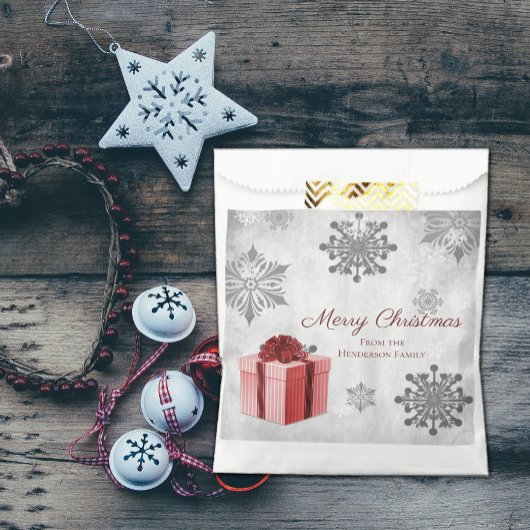 Rode kerstcadeau voor feestmaal bedankzakje