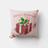 Rode Kerstcadeau Worp Kussen (Voorkant)
