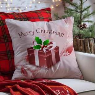 Rode Kerstcadeau Worp Kussen