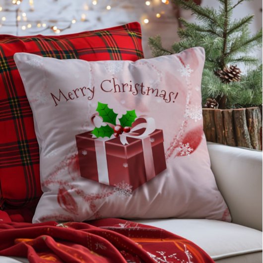Rode Kerstcadeau Worp Kussen
