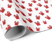 Rode kerstcadeaus op witte achtergrond patroon cadeaupapier (Rol Hoek)