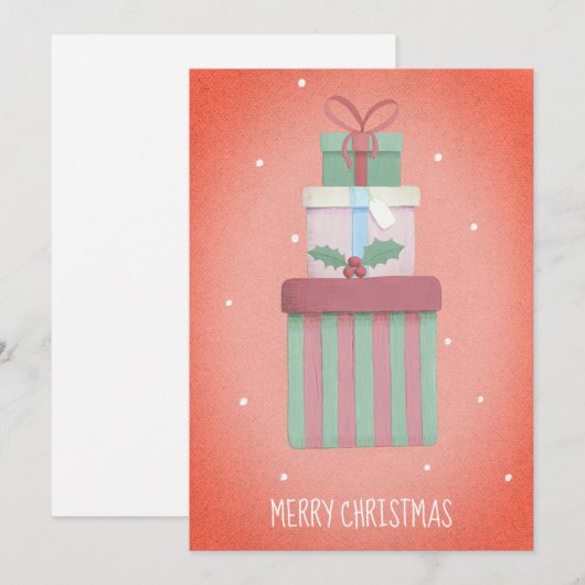 Rode Kerstcadeaus Vrolijk Kerstfeest Niet Foto Feestdagenkaart (Voorkant / Achterkant)