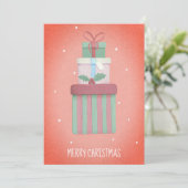 Rode Kerstcadeaus Vrolijk Kerstfeest Niet Foto Feestdagenkaart (Staand voorkant)