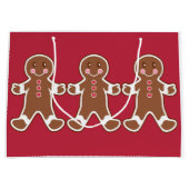 Rode kerstcadeautas met kerstmannen large cadeautasje (Voorkant)