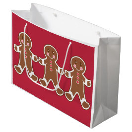 Rode kerstcadeautas met kerstmannen large cadeautasje