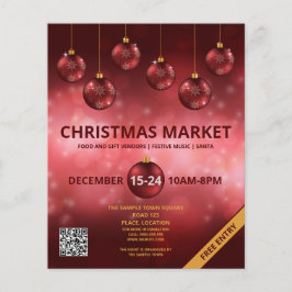 Rode kerstcadeautjes voor kerstmis - kerstmarkt flyer