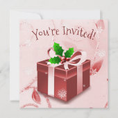 Rode kerstcadeauuitnodiging kaart (Voorkant)