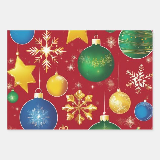 Rode kerstcadeauverpakking – klassieke vakantie-ic inpakpapier vel (Voorkant 2)