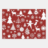 Rode kerstcadeauverpakking – klassieke vakantie-ic inpakpapier vel (Voorkant 3)