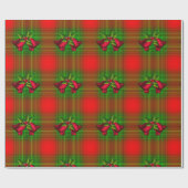 Rode kerstcellen op Tartan Cadeaupapier (Vlak)