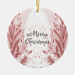 Rode kerstdennenboom Sneeuw Mooi Keramisch Ornament