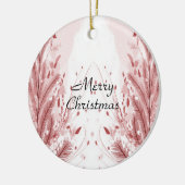 Rode kerstdennenboom Sneeuw Mooi Keramisch Ornament (Links)