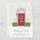 Rode kerstdeur | Holiday Open House Kaart (Voorkant)