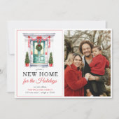 Rode Kerstdeur Nieuwe Home Foto Vakantie Verhuizen Aankondiging (Voorkant)