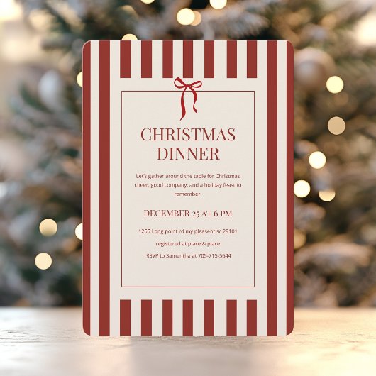 Rode kerstdinermaal kaart