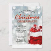 Rode Kerstelijke Bedrijfsfeest Dinerfeest Kaart (Voorkant)