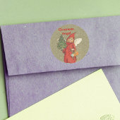  rode kerstengel ronde sticker