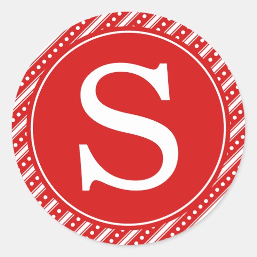 Rode kerstenvelop voor zeegaasstickers met monogra ronde sticker (Voorkant)