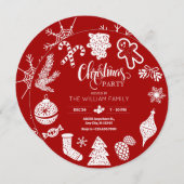 Rode kerstfeest ornamenten kaart (Voorkant / Achterkant)