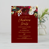 Rode kerstfeestdag folie uitnodiging (Staand Voorkant)