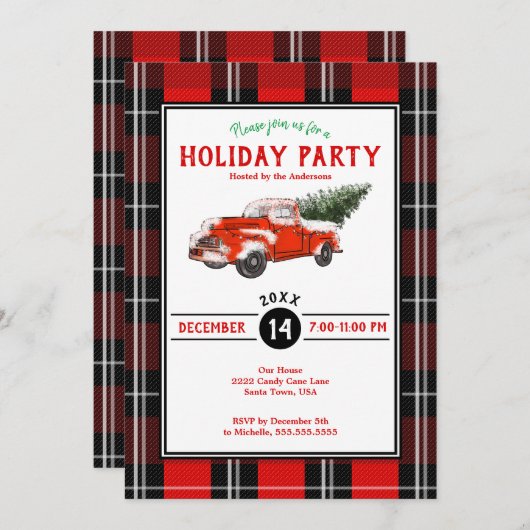 Rode kerstfeestdag met kerst kaart (Voorkant / Achterkant)