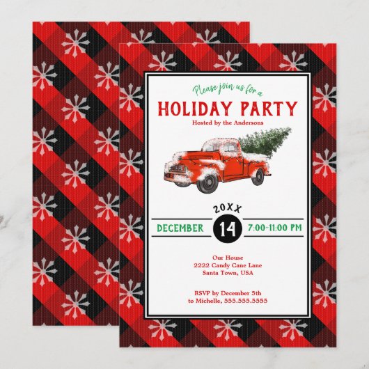 Rode  kerstfeestdag met kerst kaart (Voorkant / Achterkant)