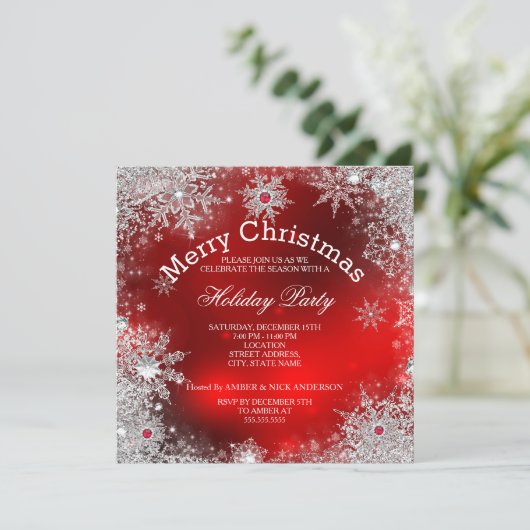 Rode kerstfeestdag winterland kaart (Staand voorkant)